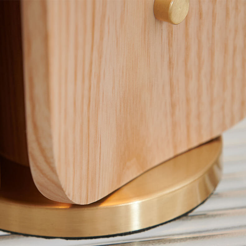 Style Umbrella-Shaped Wood Brass Table Lamp