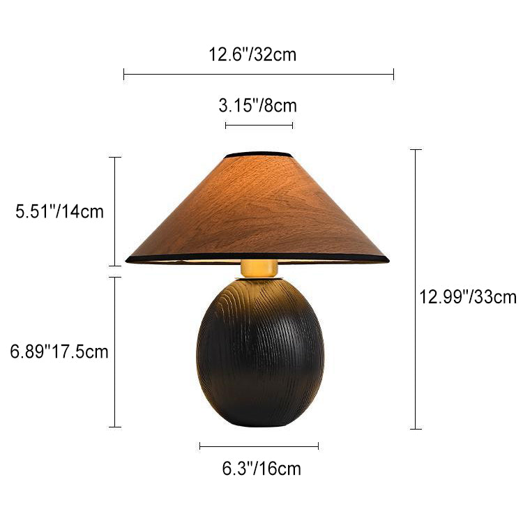 Round Trapezoidal Solid Wood Table Lamp