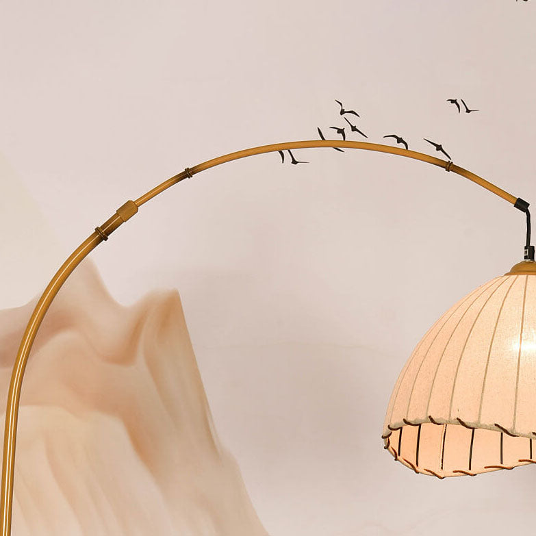 Vintage Fabric Marble Fishing Floor Lamp
