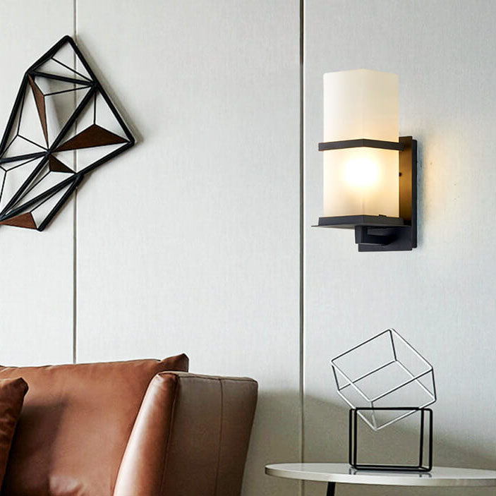 Column Frosted Glass Outdoor Light