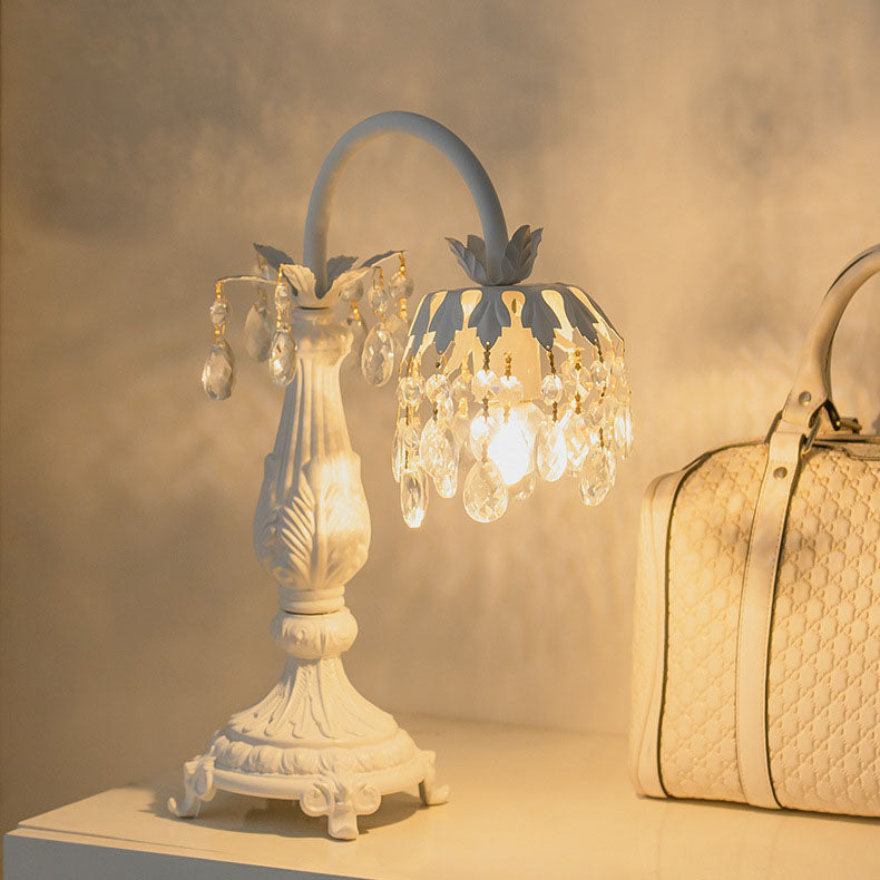 Crystal Beaded Iron Carved Table Lamp