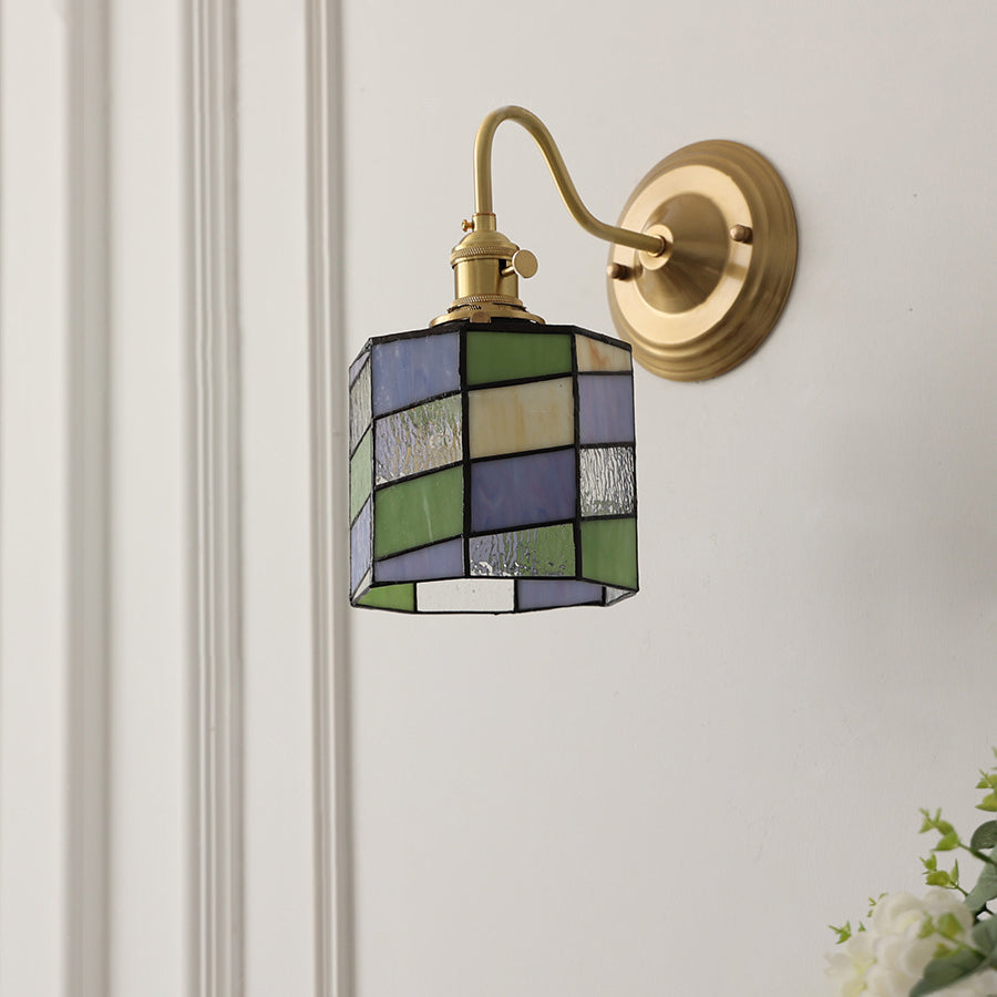 Round Copper Glass Living Wall Lamp