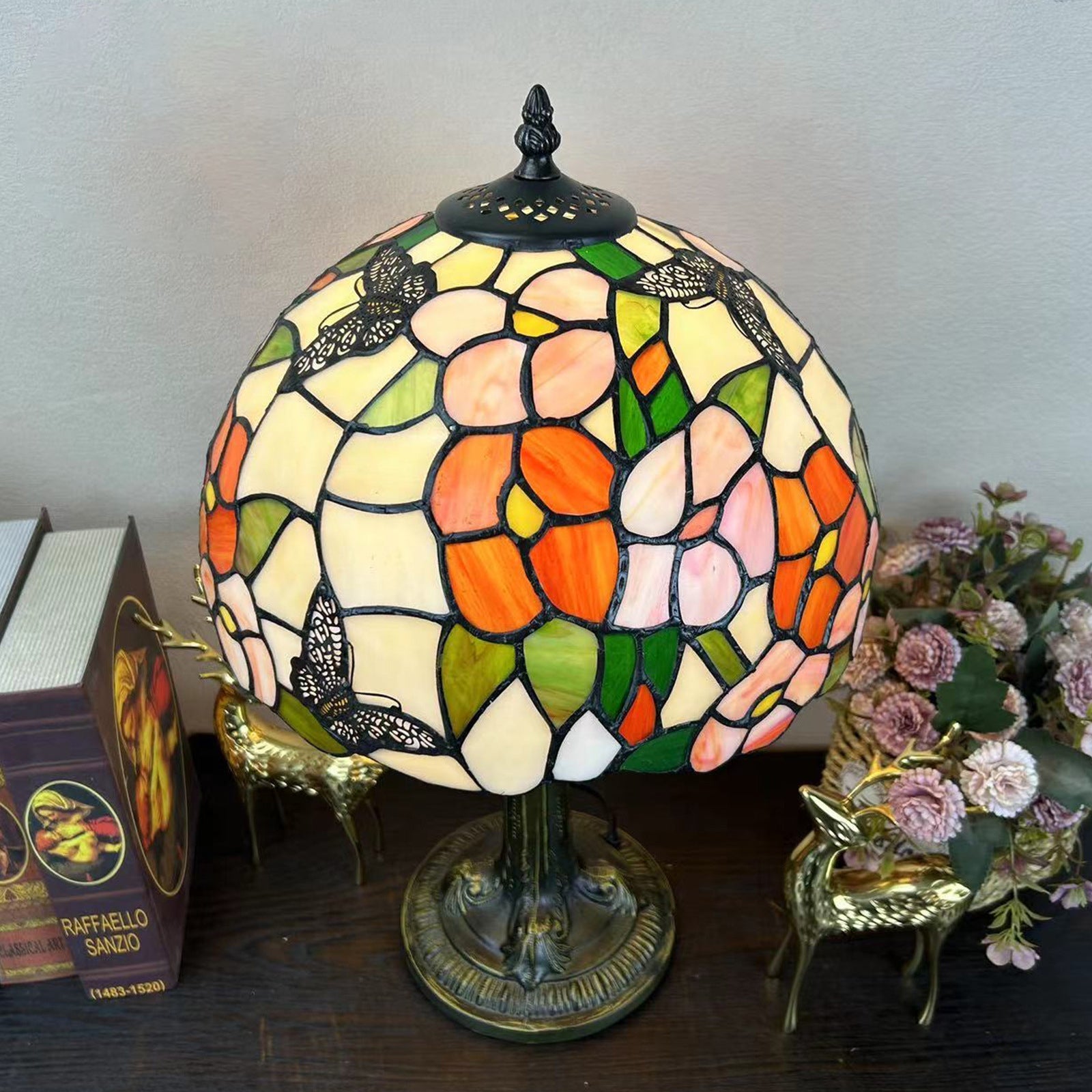 Metal Hardware Glass Semicircular Table Lamp