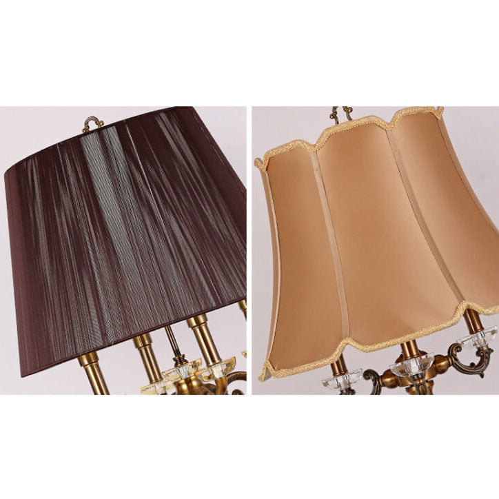 Fabric Candle Crystal 3/4 3-Light Table Lamp