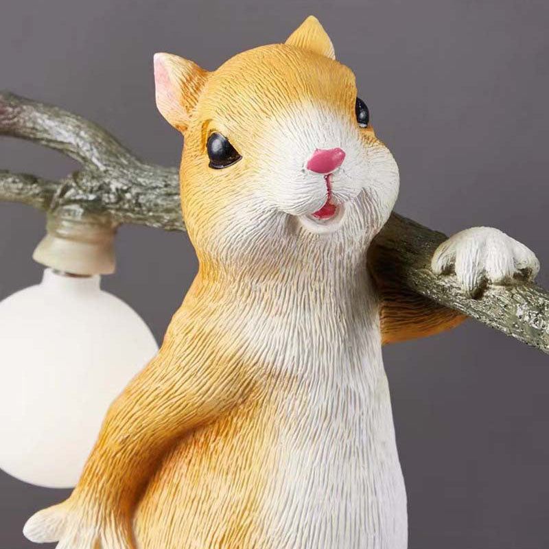 Squirrel Resin Glass Bedroom Table Lamp
