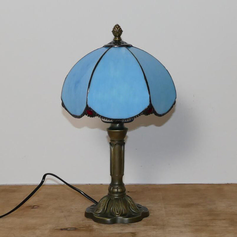 Blue Glass Petal Design Table Lamp