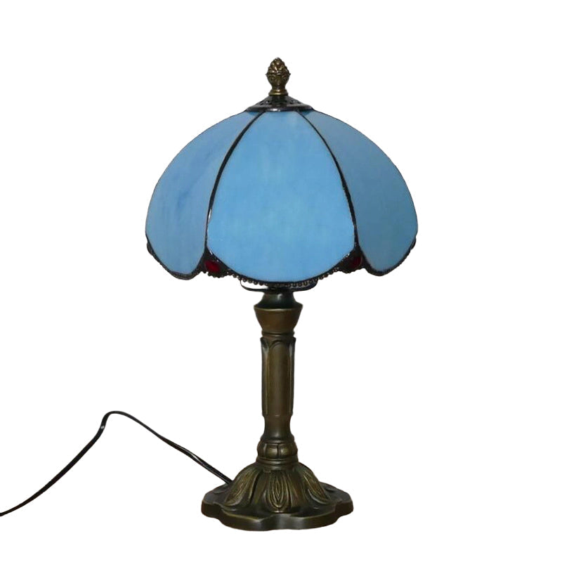 Blue Glass Petal Design Table Lamp