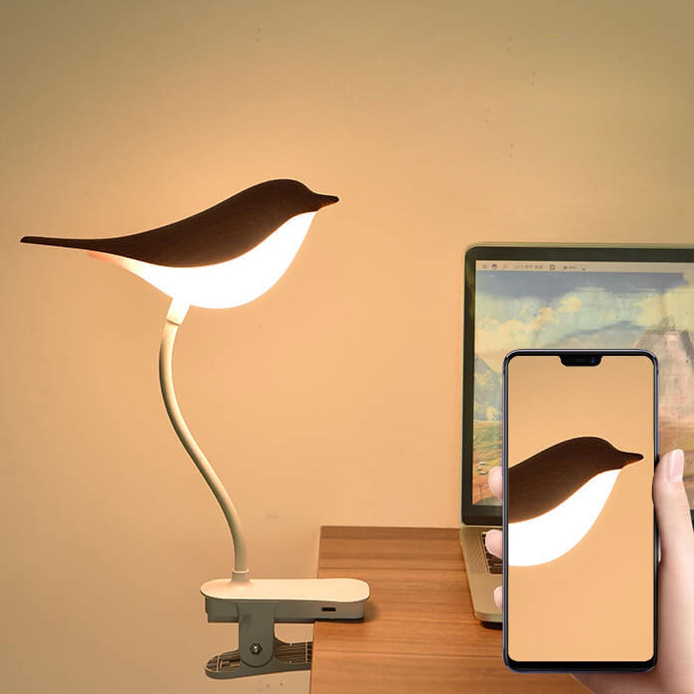 Bird Clip Charging Night Table Lamp