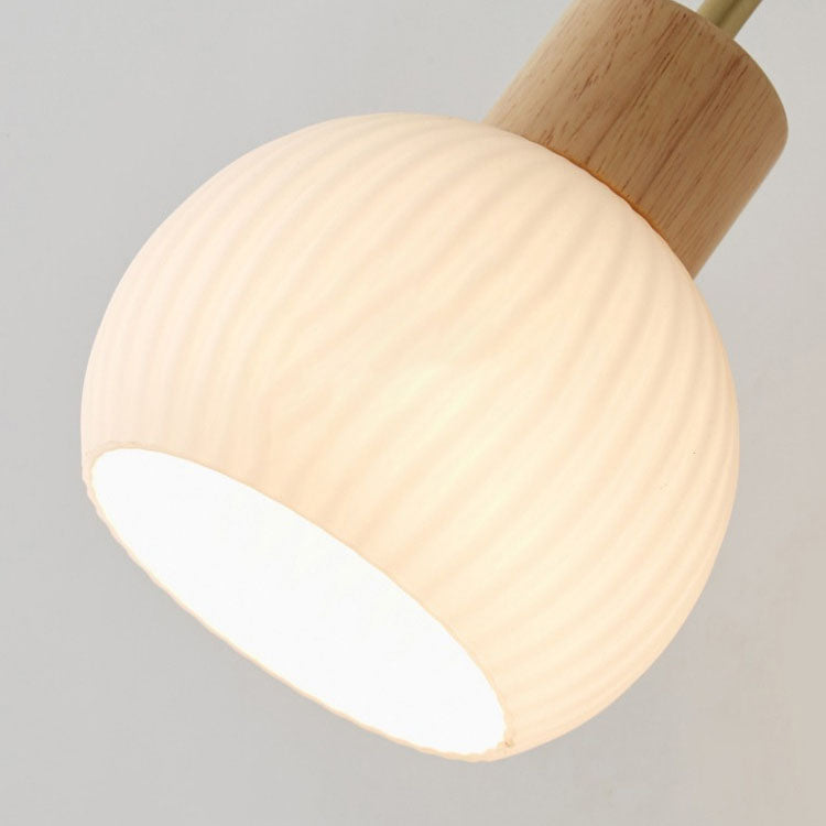 Round Solid Wood Striped Wall Lamp