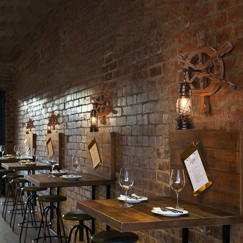 Wood Iron Wall Lamp