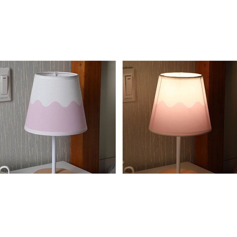 Fabric Cone Solid Wood Table Lamp