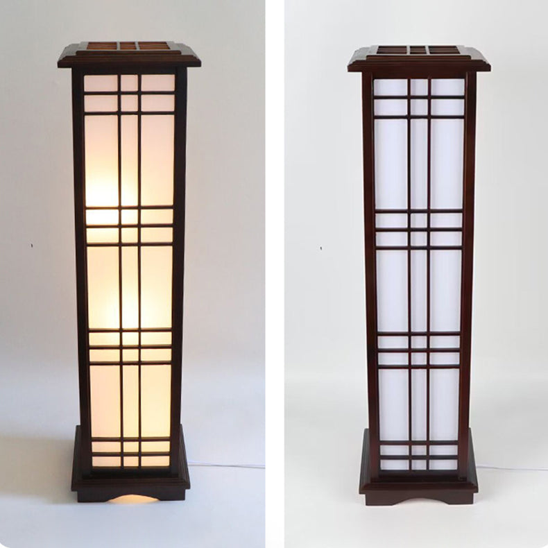 Traditional Chinese Rectangular Parchment Floor Lamp