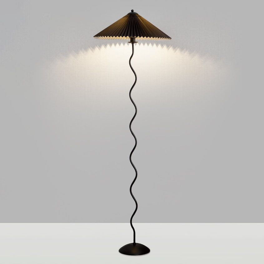 Vintage Fabric Pleated Shade Floor Lamp