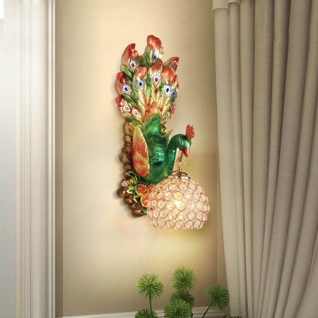 Peacock Resin Glass Wall Lamp