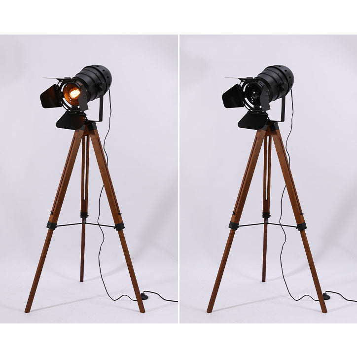 Industrial Vintage Solid Wood Floor Lamp