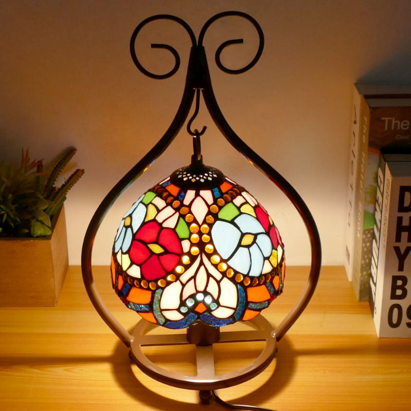 Style Heart Stained Glass Table Lamp