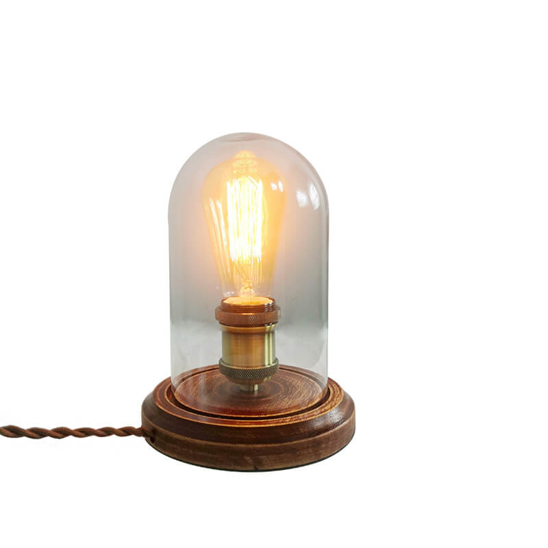 Wood Glass Table Lamp