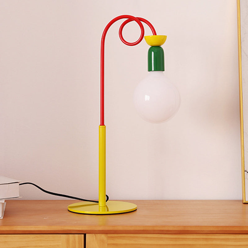 Curved Pole Round Ball Table Lamp