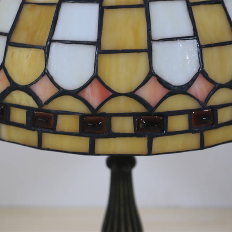 Yellow Plaid Stained Glass Table Lamp