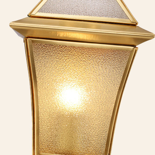 Quadrilateral Brass Glass Outdoor Light