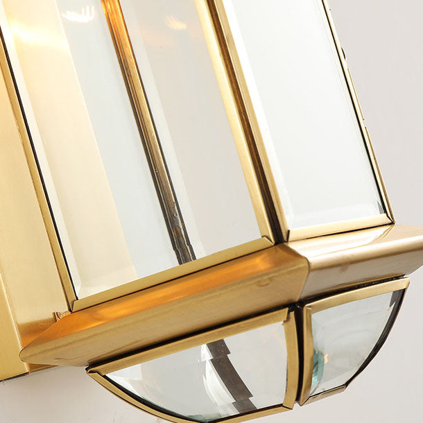 Copper Glass Square Lantern Outdoor Light