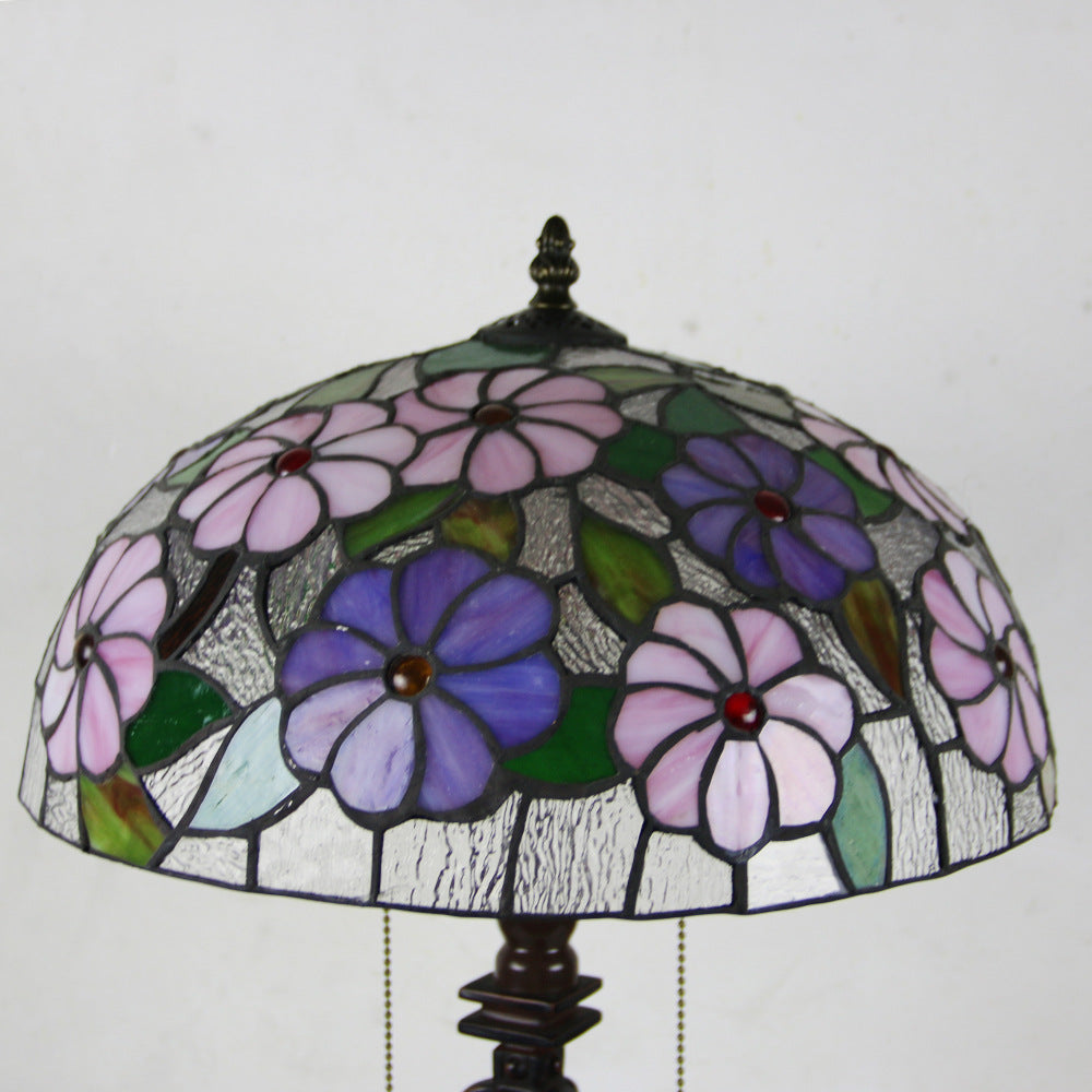 Stained Floral Glass Dome 2-Light Table Lamp