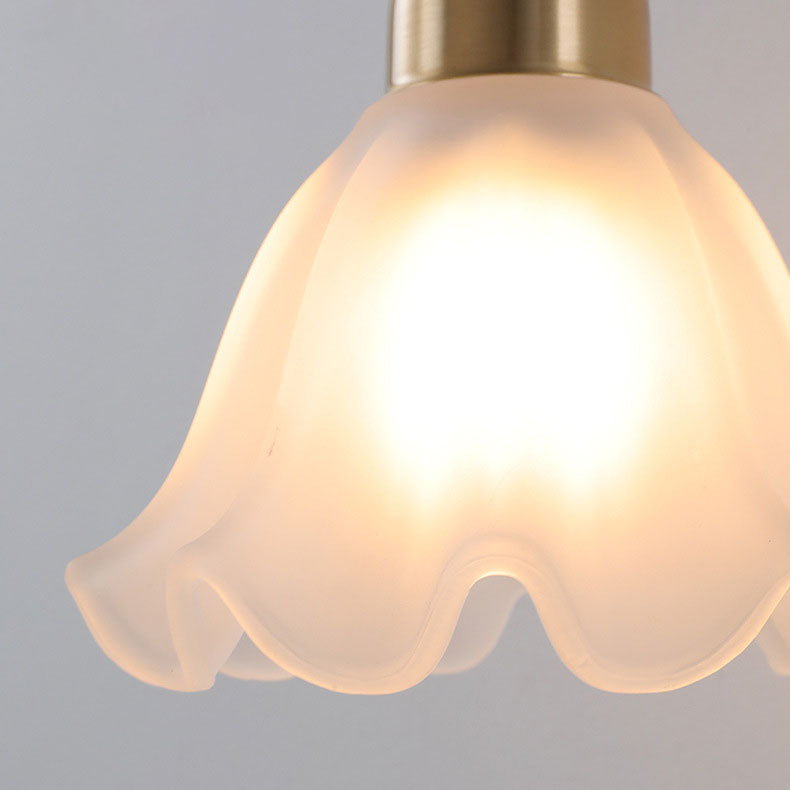 Glass Flower Petal Brass Wall Lamp