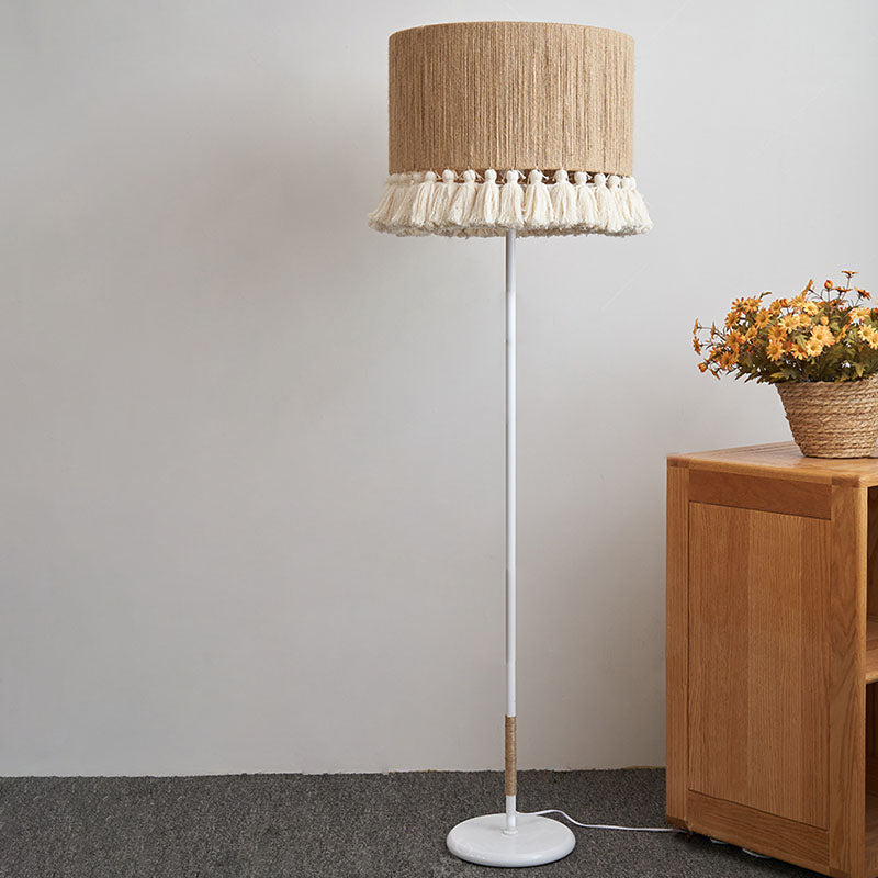 Hemp Rope Weaving Cylinder Floor Lamp