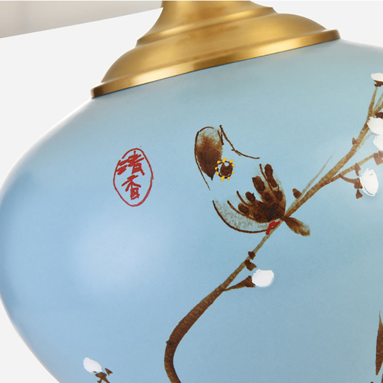 Plum Blossom Cylindrical Copper Table Lamp