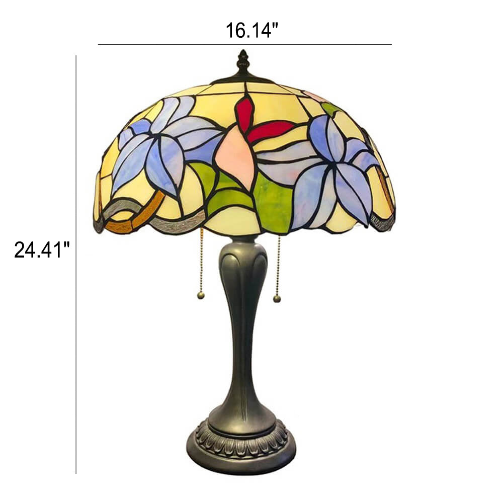 Flowers Stained Glass 2-Light Table Lamp