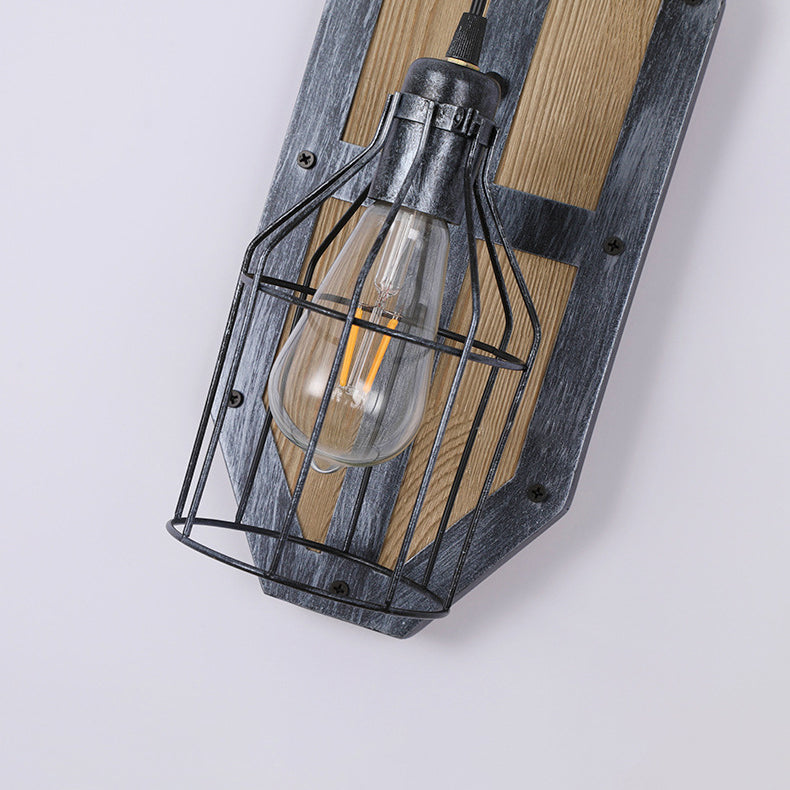 Wood Cage Wall Lamp