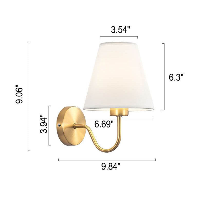 Cone Fabric Curved Arm Wall Lamp