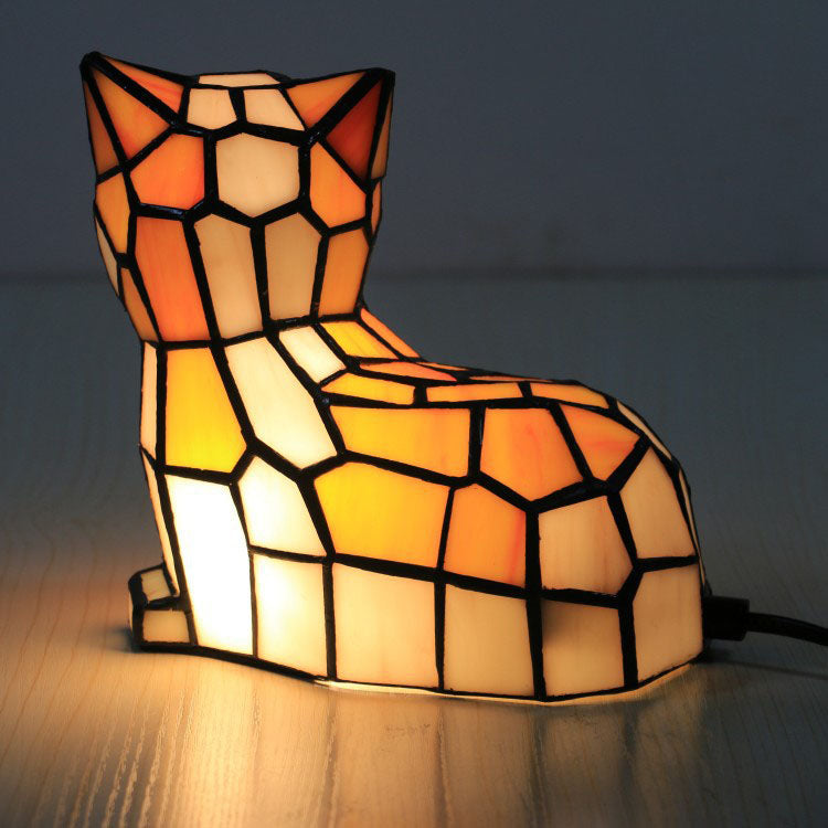 Stained Glass Cat Bedroom Table Lamp
