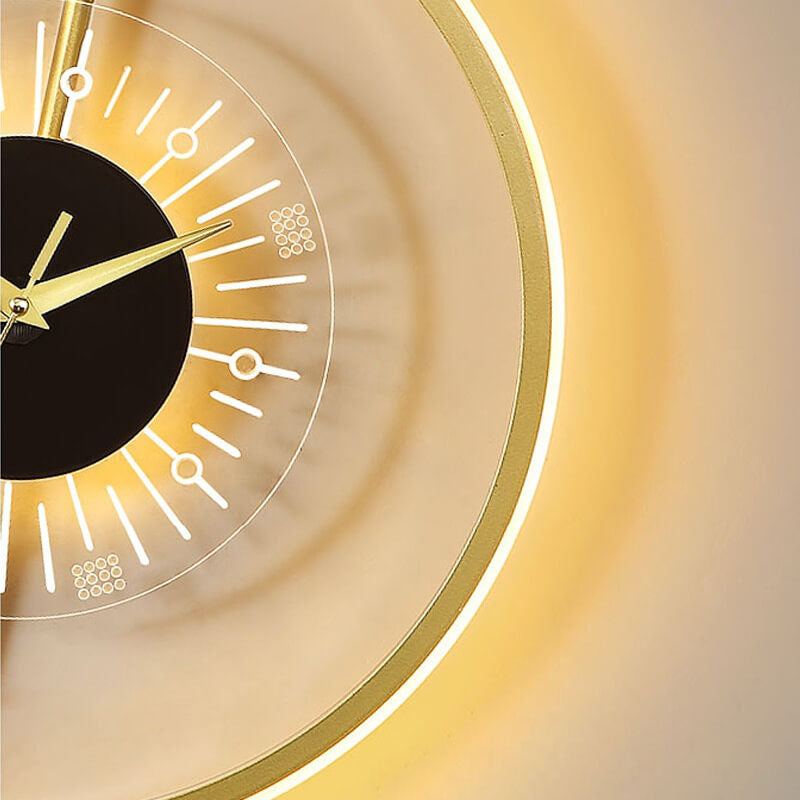 Gold Finish Frame Clock Wall Lamp