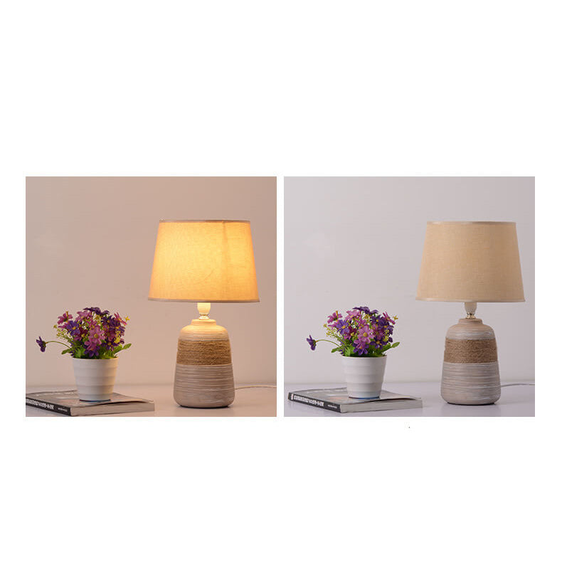 Style Twine Fabric Ceramic Table Lamp