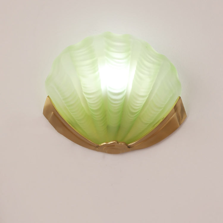 Shell Brass Glass Living Wall Lamp