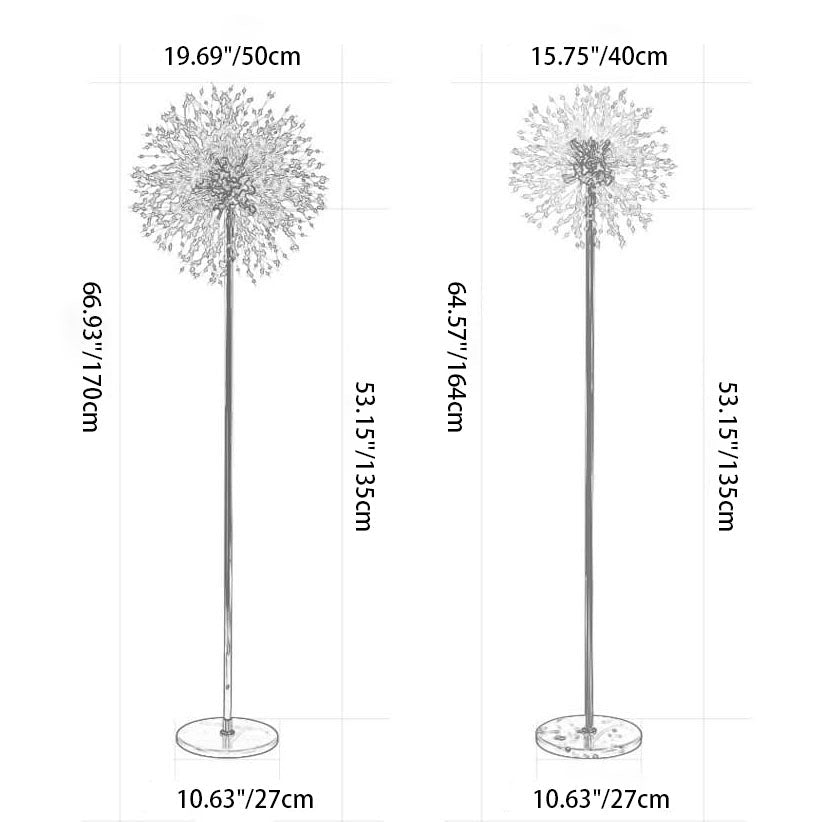 Dandelion Crystal Aluminum Marble 9-Light Floor Lamp