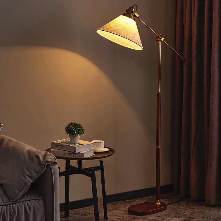 Traditional Vintage Fabric Cone Floor Lamp