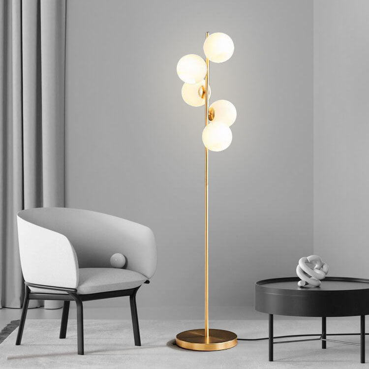 Glass Round Ball Gold 5-Light Floor Lamp