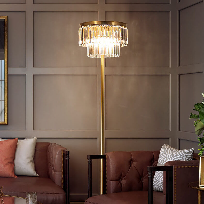 Round Full Copper Prismatic 3-Light Floor Lamp