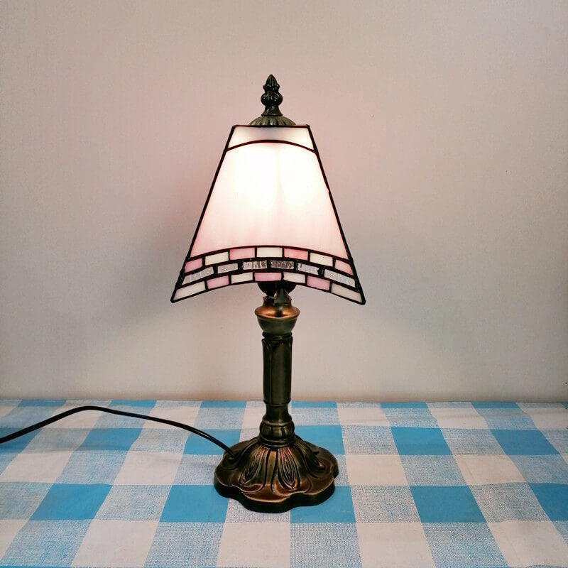 Square Stained Glass Iron Table Lamp