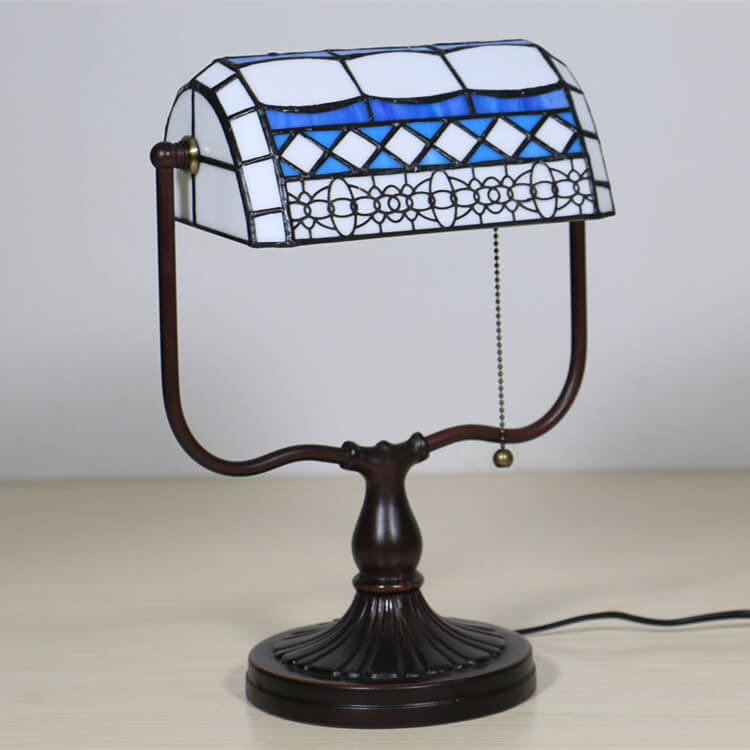 Geometric Stained Glass Bank Table Lamp