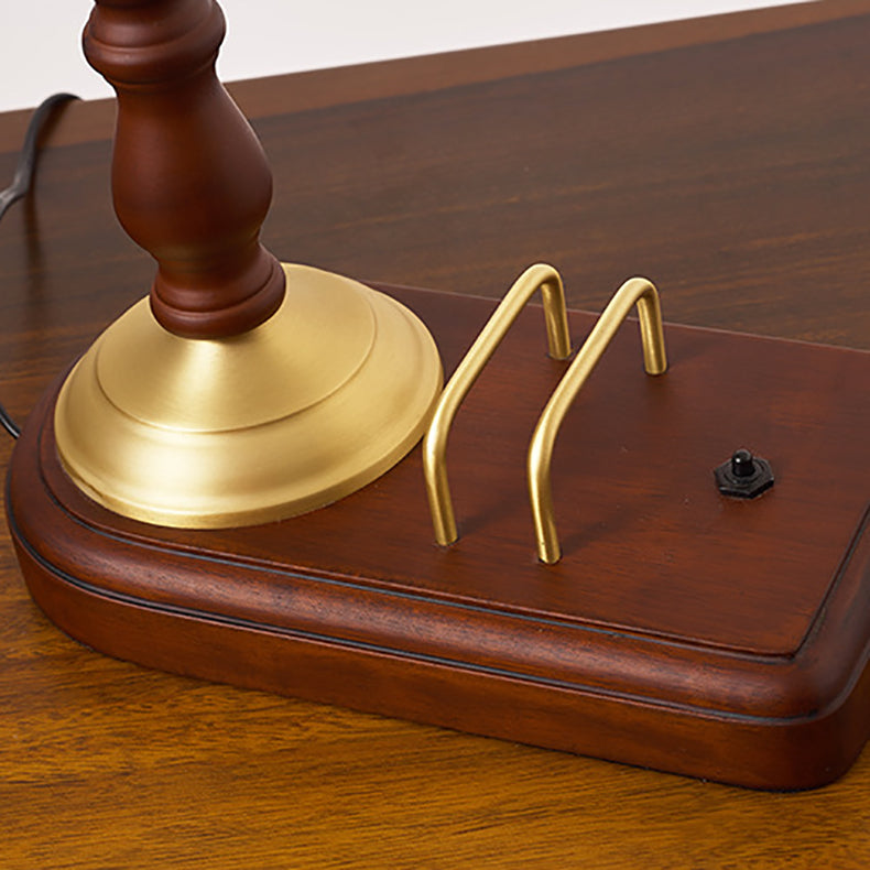 Floral Solid Wood Copper Table Lamp