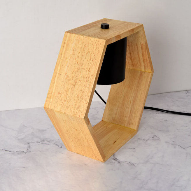Wood Hexagonal Melting Wax Table Lamp