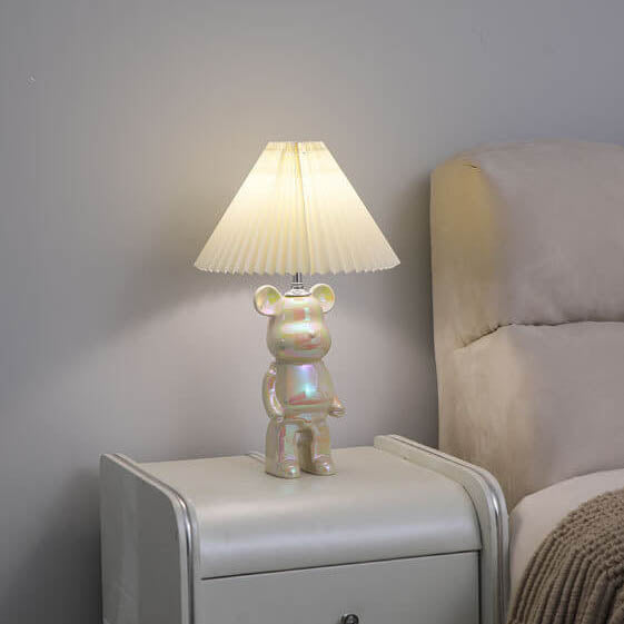Bear Ceramic Fabric Bedroom Table Lamp
