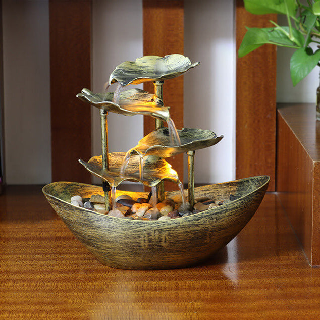Lotus Leaf Yuanbao Flowing Table Lamp