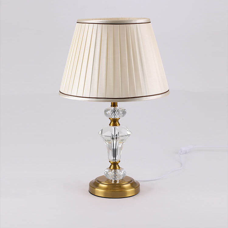 Crystal Pillar Fabric Table Lamp