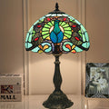 Green Peacock Stained Glass Table Lamp