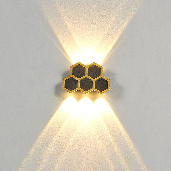 Hexagonal Combination Black Gold Outdoor Light