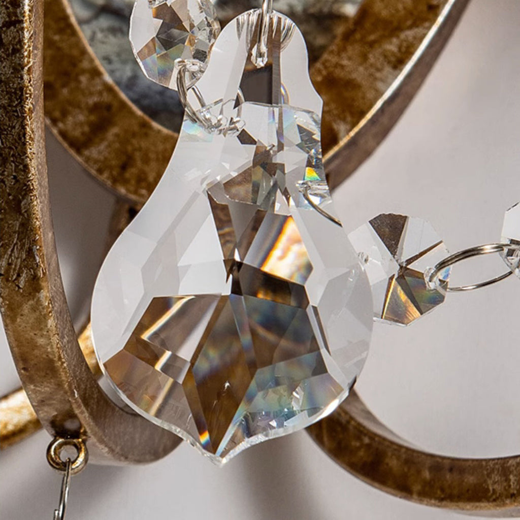 Tall Iron Crystal Hallway 3-Light Wall Lamp